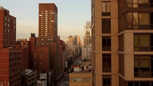 Cityscape View with Traffic at Golden Hour