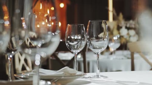 An Elegant Table Setting Featuring Exquisite Wine Glasses at a Special Event Gathering