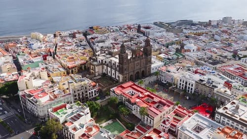 Vista aérea de Vegueta Las Palmas con Catedral De Santa Ana