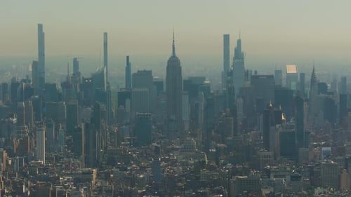 Manhattan skyline seen from a skyscraper, New York City, United States
