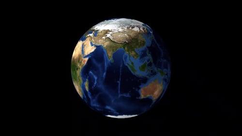 realistic planet earth rotating with alpha channel