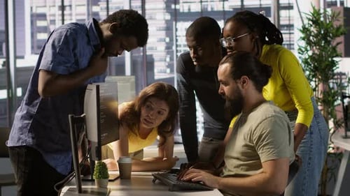 Team of Developers Doing Brainstorming Optimizing Code