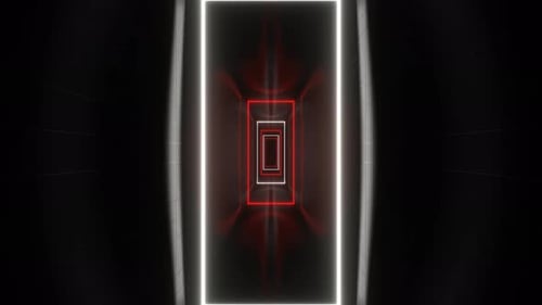 Red And White Neon Frames Corridor Background Vj Loop In 4K