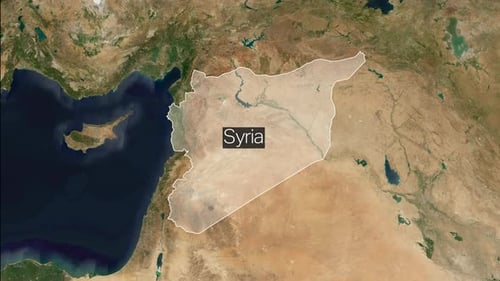 Animated Map Zoom into Syria with Country Boundary and Text