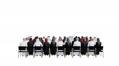 3D Minimalist Middle Eastern Audience Sitting in Conference