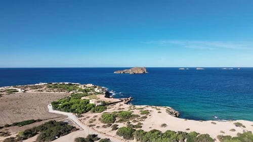 Ibiza Turquoise Waters at Cala Bassa Aerial View