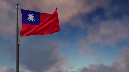 Taiwan Flag Waving in Realistic Sky Animation