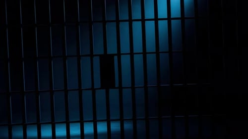 Prison Cell Bars Casting Shadows: Symbolizing Confinement and Loss of Freedom
