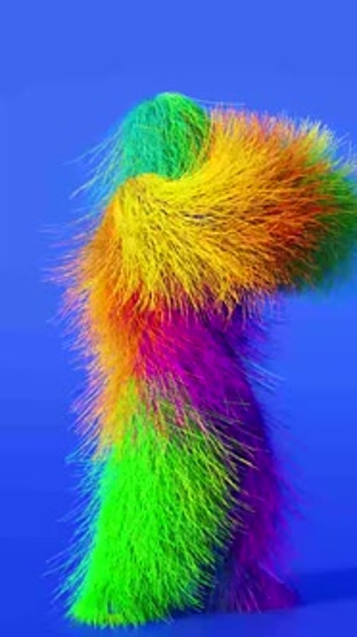 Abstract Fuzzy Colorful Creature Dancing Animation Loop