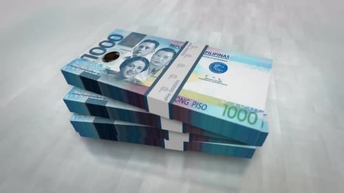 Philippines Peso money banknote pile packs