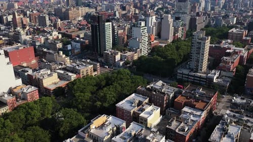Aerial View of Manhattan New York City Highlighting Central Park and Iconic Skyscrapers Under a