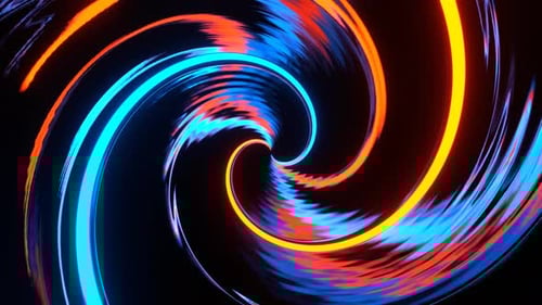 Orange And Blue Sci Fi Neon Magnet Spiral Background Vj Loop In 4K