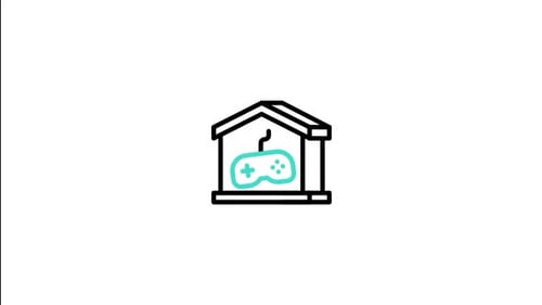 Flat Design Animated House and Gaming Controller Icon