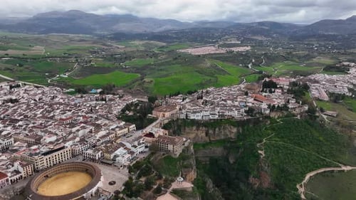 Aerial View Over Puente Nuevo Ronda Town Spain