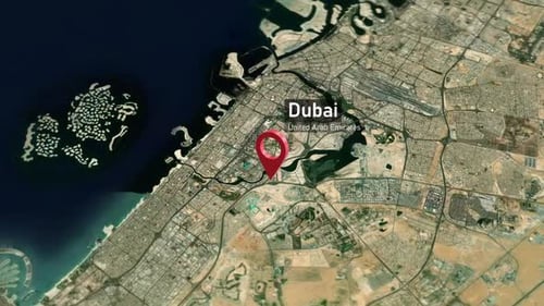 Earth to Dubai: Location Pin Map Zoom Animation