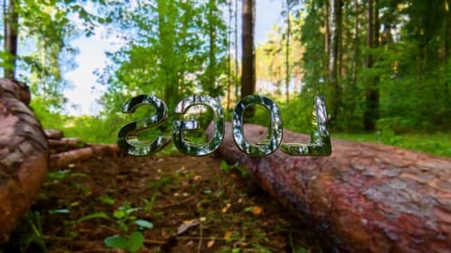 Chrome inscription logs deadwood 3d render. Environmental conservation concept, nature protection