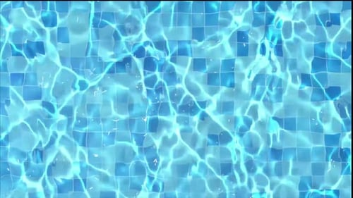 Realistic Blue Water Surface Reflection Over Tiles
