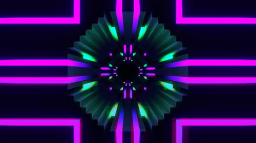 Purple And Turquoise Neons Reverse Movement Tunnel Background Vj Loop In 4K