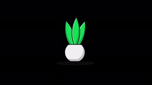 Flat Design Potted Plant Swaying Illustration Animation