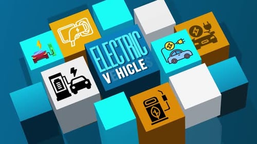 Electric Vehicles Concept Title with Rotating Cubes