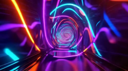 Futuristic Neon Tunnel Loop with Glowing Streaks