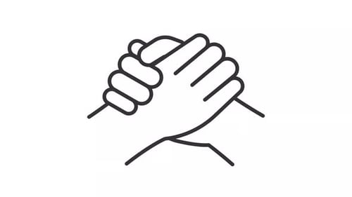 2D simple thin linear black animation of helping hand icon