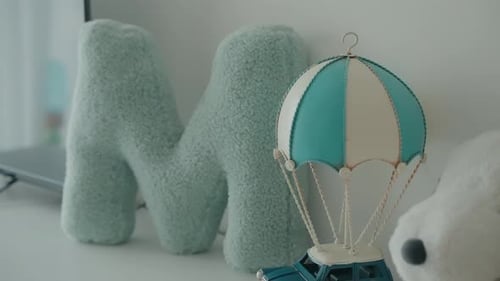 Pastel Letter Pillow and Hot Air Balloon Decoration