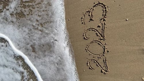 New Year Sea Wave Washes Away Numbers 2023 on the Sand Slow Motion Vertical Footage