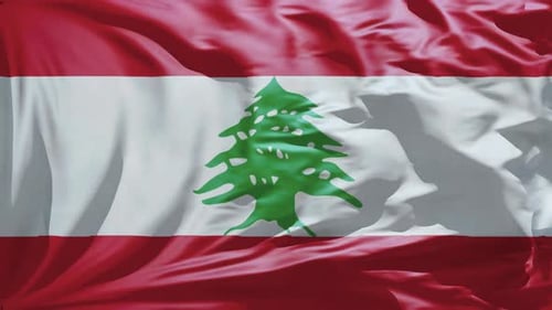 Realistic Waving Flag of Lebanon Loop Animation