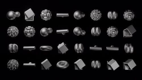 Spinning Metallic Geometric Shapes - Seamless Loop Background