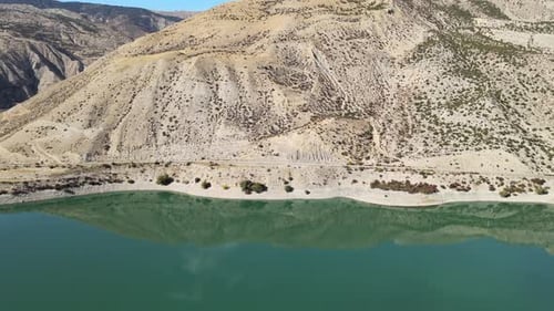 lake mountains drone