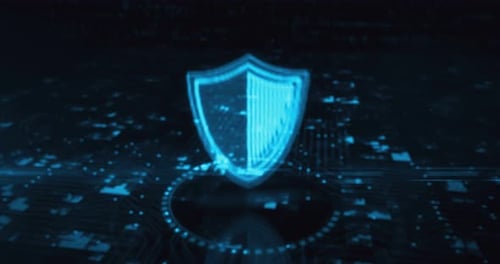 Futuristic Digital Shield Security Reveal Animation