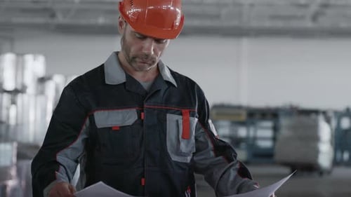 Engineer Plan of Manufacture Work or Transportation. Caucasian People in Hard Hat