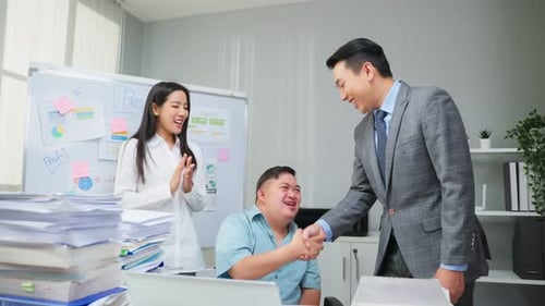 Asian young businessman patient work with manager in office workplace.