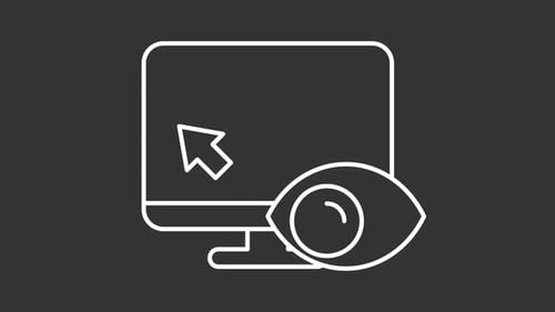 Animated Outline Computer Monitor, Eye, and Moving Cursor Icon