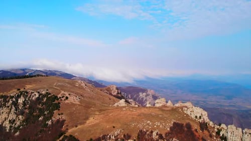 Aerial View of Mountain Landscape with Clouds Media