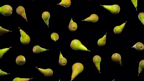 Seamless Floating Green Pears on Alpha