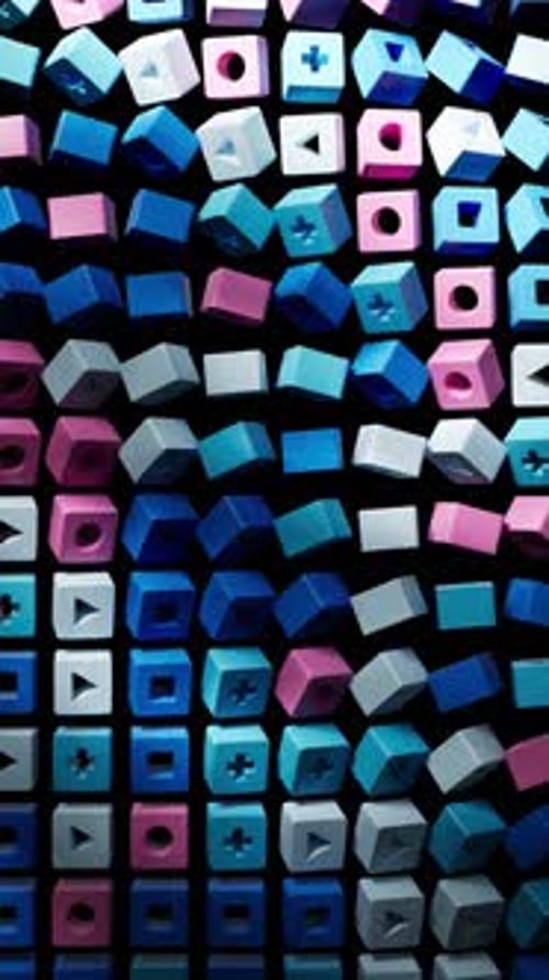 Blue and Pink 3d Abstract Background with Cubes