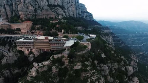Aerial View of Montserrat Monastery and Stunning Mountain Landscape