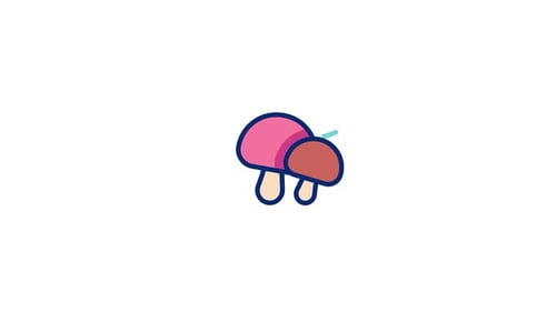 Flat Design Animated Mushroom Icon