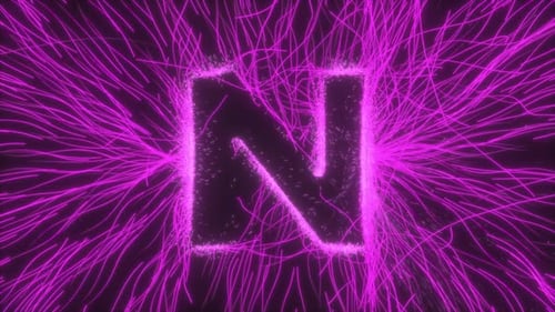 Letter N Reveal In Neon Electric Field