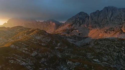 Sunset Mountains and Dramatic Clouds