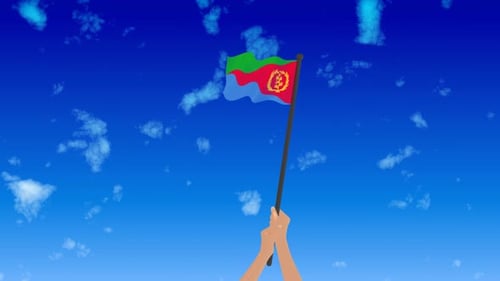 Eritrean Flag Waving Against Blue Sky Animation