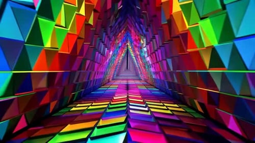 Geometrische Dreieckstunnelperspektive im Regenbogen