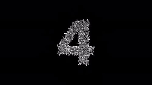 Number 4 Made of Numbers with Alpha Channel. 3D Font Number Animation. Transparent Background