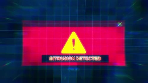Digital Glitch Intrusion Detected Warning Alert Animation