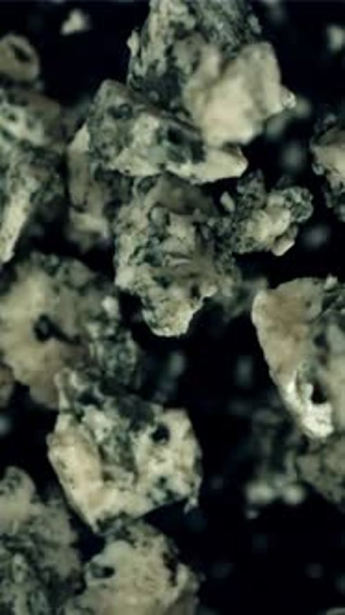 Super Slow Motion Blue Cheese on Black Background Filmed on a Highspeed Camera at 1000 Fps