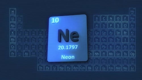 Animated Neon Element Card on Digital Periodic Table Background