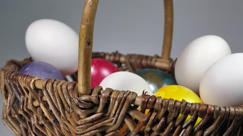 Easter Basket Filled with Beautiful Decorated Eggs