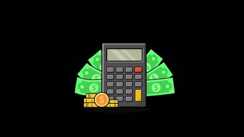 Flat Design Calculator with Money Finance Animation